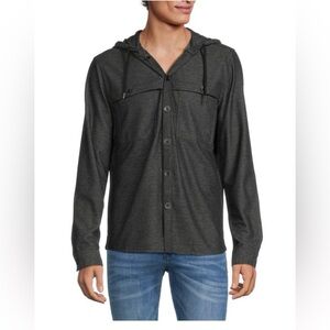 EUC! Robert Barakett Linen Blend Banya Hooded Shirt Jacket, sz L